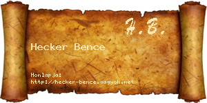 Hecker Bence névjegykártya